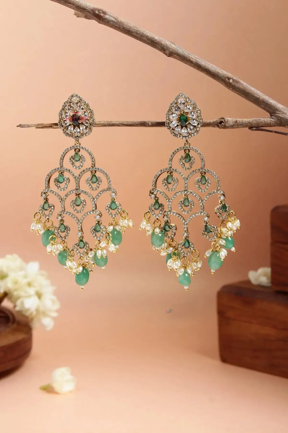 Ishitha Pastel Green Statement Earrings